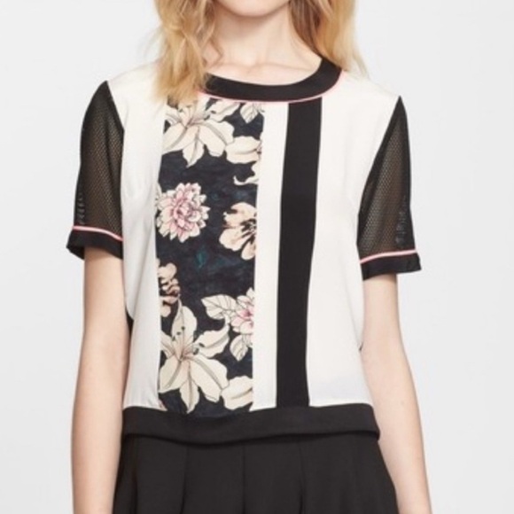 Elizabeth and James Tops - Elizabeth & James Brant Paneled Silk & Mesh Top size XXS